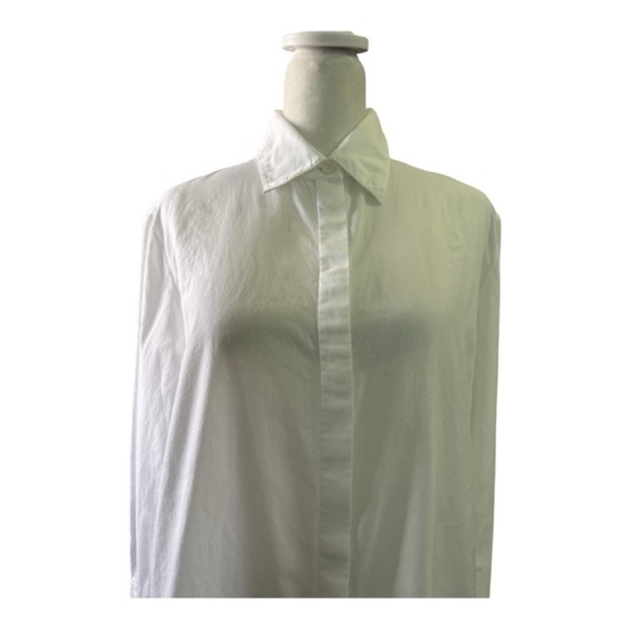 The Row White Cotton button up Shirt Size 8 Elongated Cuff - Picture 9 of 14